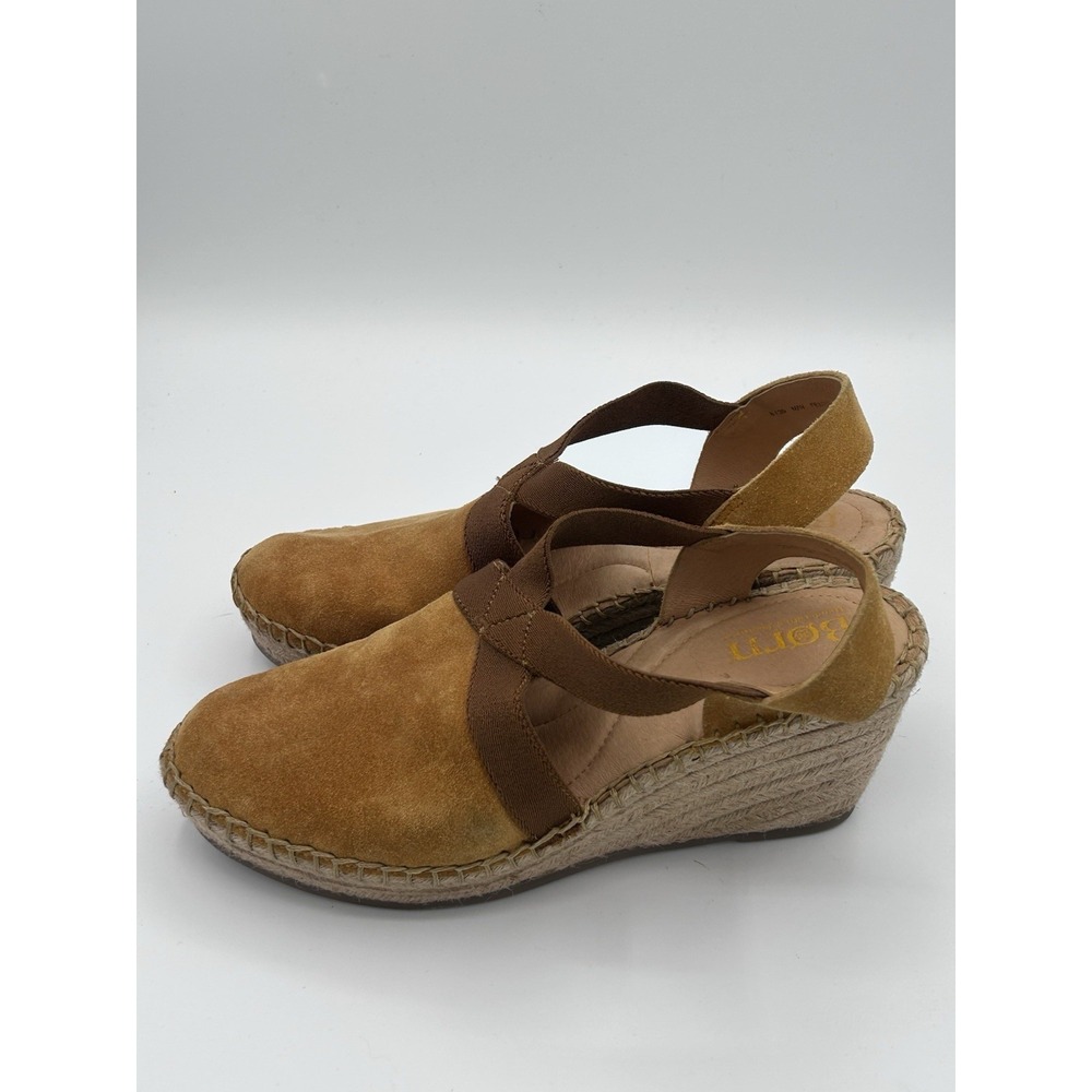 Born Women's Meade Sandle Sz 8 Wedge Platform Espadrille Mustard Suede Slingback - Picture 4 of 12